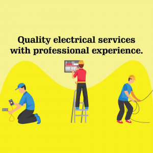 Illustration of electricians providing professional electrical services.