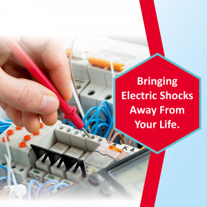 Electrician using a multimeter to test a circuit breaker panel