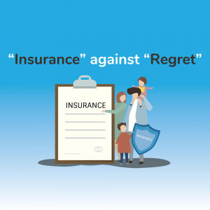 Family protected by insurance with a clipboard and shield