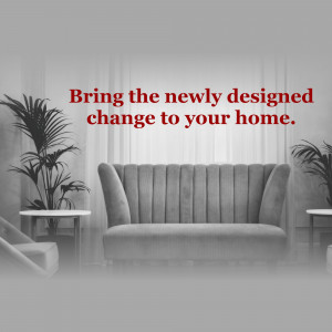 Gray sofa in a modern living room with plants