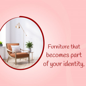 A modern living room with a comfortable armchair and floor lamp reflected in a circular mirror.