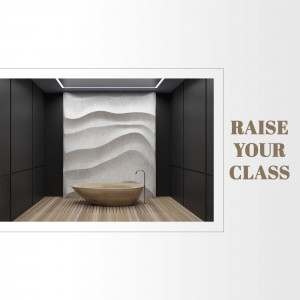 Modern bathroom with a freestanding tub and textured wall