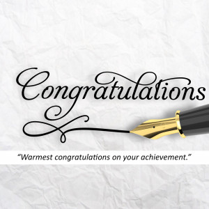 Congratulations card with a fountain pen and calligraphy
