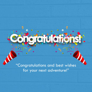 A colorful congratulations card with confetti and party poppers.