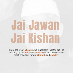 Image with the slogan 'Jai Jawan Jai Kisan' and a portrait of Lal Bahadur Shastri.
