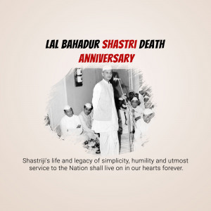 Image commemorating the death anniversary of Lal Bahadur Shastri, former Prime Minister of India.