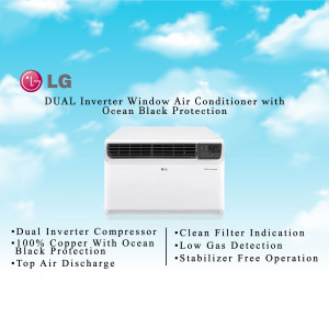 LG Dual Inverter Window Air Conditioner with Ocean Black Protection