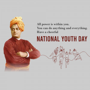 Portrait of Swami Vivekananda with National Youth Day message