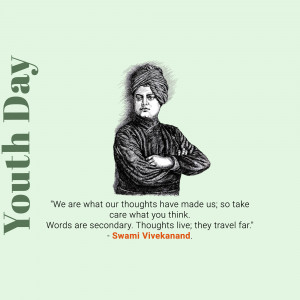 Portrait of Swami Vivekananda with a quote on Youth Day