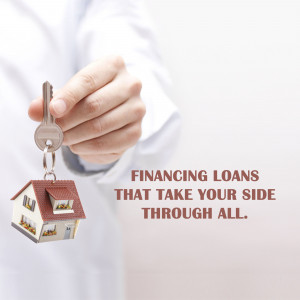 Hand holding a key with a miniature house attached, representing home financing.