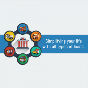 Graphic depicting various loan types and financial services.
