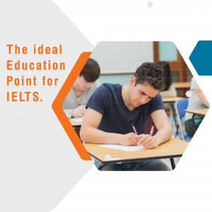 Students taking an IELTS exam in a classroom setting