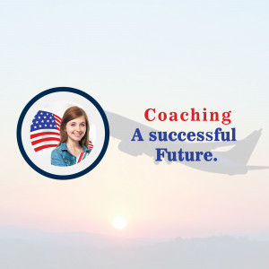 Woman with American flag and eagle representing coaching for success