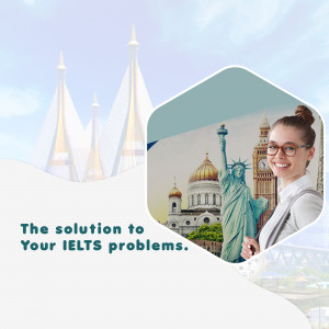 Woman smiling with landmarks representing study abroad destinations