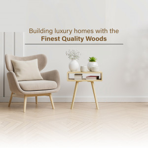 Modern living room with a comfortable armchair and wooden furniture