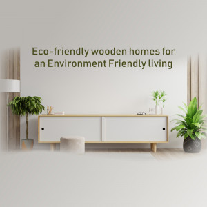 Modern living room with wooden furniture and plants