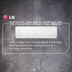 LG Dual Inverter 3 Star Split AC with 4-in-1 Convertible Cooling