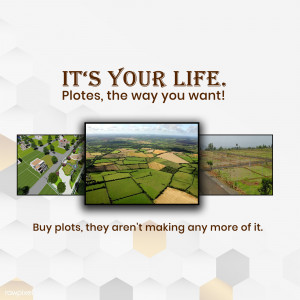 Image showcasing various plot locations with the tagline 'It's Your Life. Plotes, the way you want!'