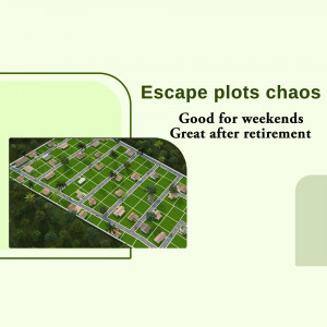 Aerial view of residential plots with green surroundings