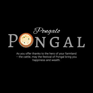 Pongal festival graphic with text and food illustration