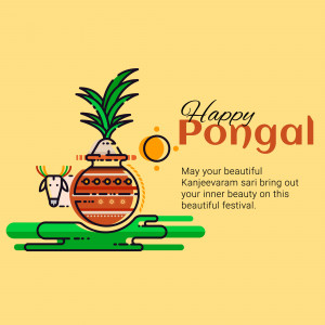 Happy Pongal illustration with traditional elements