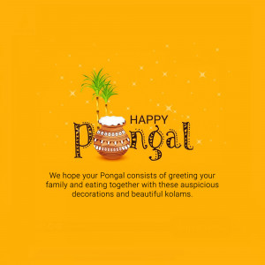Pongal festival celebration with pot and sugarcane