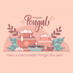 Pongal festival illustration with traditional clay pots and decorations
