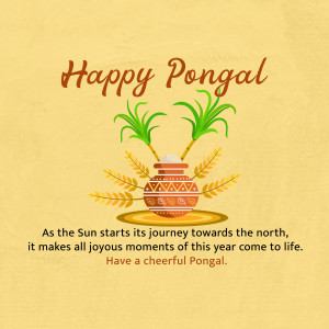 Happy Pongal illustration with sugarcane and harvest elements