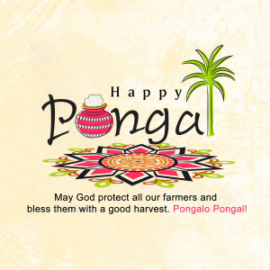 Happy Pongal illustration with pot and traditional decorations