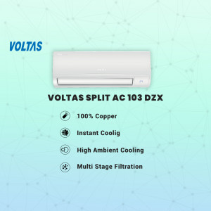 Voltas Split AC 103 DZX with features highlighted