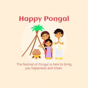 Illustration of a family celebrating Pongal festival