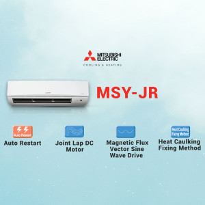 Mitsubishi Electric MSY-JR series air conditioner with key features highlighted