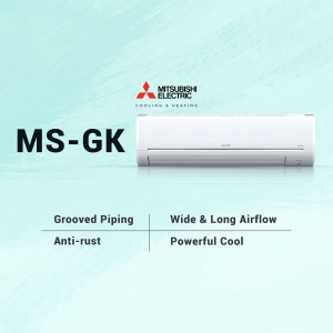 Mitsubishi Electric MS-GK series air conditioner with features highlighted