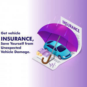 Illustration of a car under an umbrella with insurance documents, representing vehicle insurance.