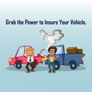 Illustration of a car accident with two people looking distressed.