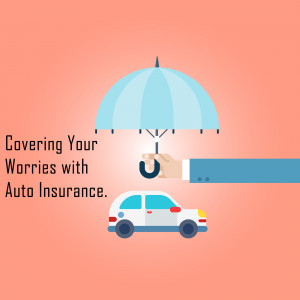 Illustration of an umbrella protecting a car, representing auto insurance.