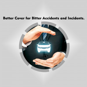 Hands protecting a car inside a circular frame, representing insurance coverage.