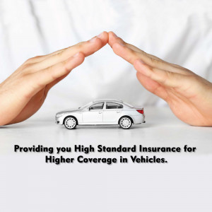 Hands protecting a toy car with text about insurance coverage.