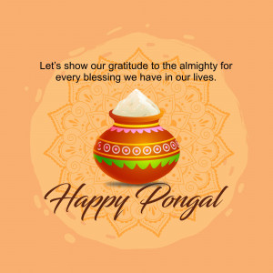Pongal celebration with a pot of Pongal and decorative background