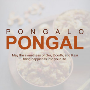 Pongal dish with text wishing happiness