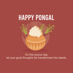 Pongal festival illustration with traditional pot and sugarcane