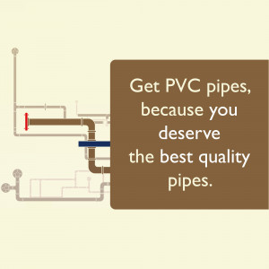 Illustration of PVC pipes with text promoting quality