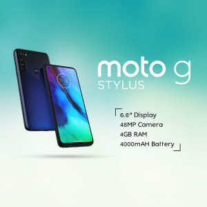 Moto G Stylus phone with key features highlighted