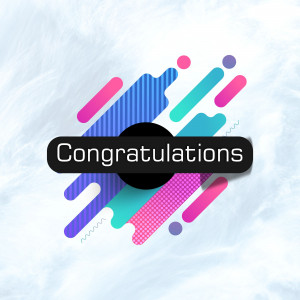 Abstract geometric design with the word 'Congratulations'