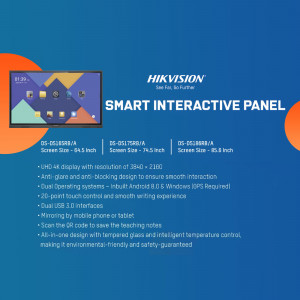 Hikvision Smart Interactive Panel display with specifications
