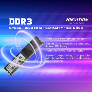 Hikvision DDR3 1600MHz 4GB RAM stick with blue energy effect