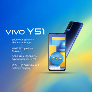 Vivo Y51 smartphone with key features highlighted