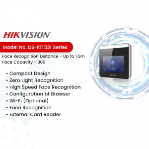 Hikvision DS-KIT331 Series Face Recognition Terminal with features listed
