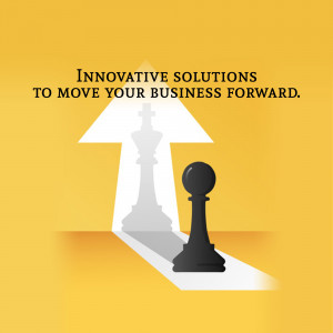 Chess piece pawn emerging from a lamp, symbolizing innovative business solutions.