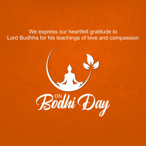 Bodhi Day greeting with a silhouette of Buddha in meditation.
